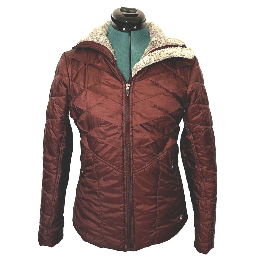 Columbia Jacket Womens XS Burgundy Omni-Heat Interchange Hooded Insulated Puffer